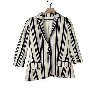 Bolongaro Trevor Linen Blend Striped Blazer Jacket